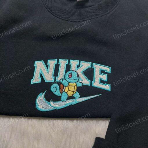 Squirtle Nike Embroidered Sweatshirt, Pokemon Embroidered Shirt, Best Gifts for Anime Fans