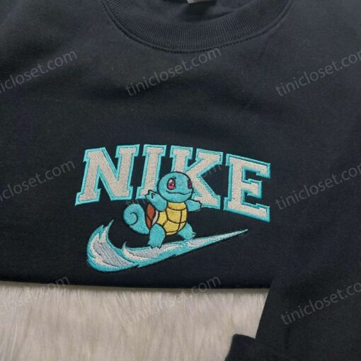 Squirtle Nike Embroidered Sweatshirt, Pokemon Embroidered Shirt, Best Gifts for Anime Fans