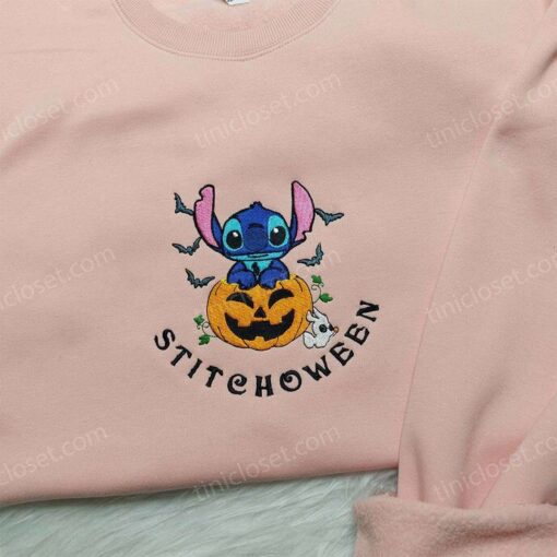 Stitchoween Pumpkin Shirt, Lilo & Stitch Embroidered Hoodie, Disney Halloween Shirts