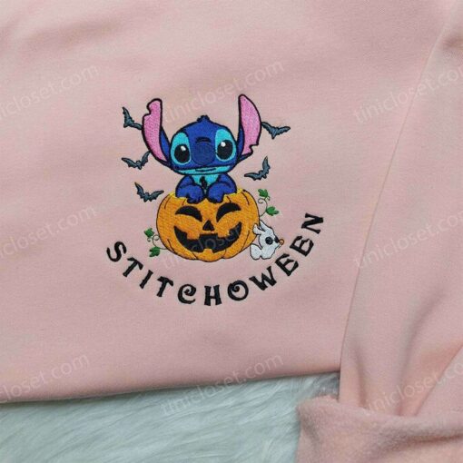 Stitchoween Pumpkin Shirt, Lilo & Stitch Embroidered Hoodie, Disney Halloween Shirts