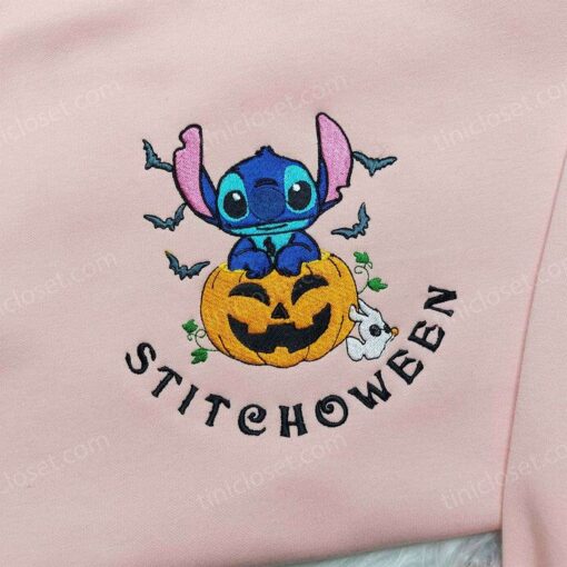 Stitchoween Pumpkin Shirt, Lilo & Stitch Embroidered Hoodie, Disney Halloween Shirts