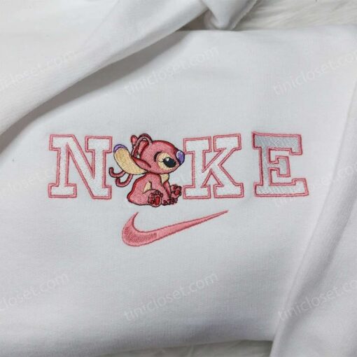 Angel Stitch Nike Embroidered Sweatshirt, Lilo & Stitch Embroidered Hoodie, Custom Nike Logo Shirt