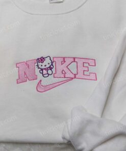 Hello Kitty Swoosh Embroidered Sweatshirt, Cute Sanrio Cat Sporty Hoodie, Anime Character Shirt (4)