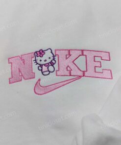Hello Kitty Swoosh Embroidered Sweatshirt, Cute Sanrio Cat Sporty Hoodie, Anime Character Shirt (1)