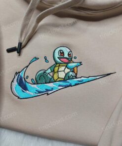 Squirtle Pokemon Embroidered Sweatshirt, Water Type Anime Crewneck, Custom Gen 1 Pokemon Apparel (2)