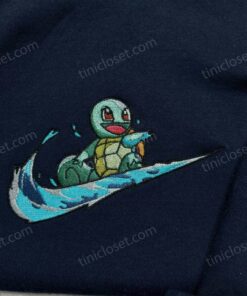 Squirtle Pokemon Embroidered Sweatshirt, Water Type Anime Crewneck, Custom Gen 1 Pokemon Apparel (1)