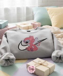 Angel Swoosh Classic Embroidered Hoodie, Custom Sporty Experiment 624 Sweatshirt, Ohana Means Family Crewneck, Disney Gift for Him Her