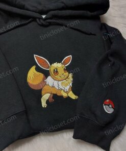 Eevee Embroidered Pokemon Shirt, Kawaii Anime Hoodie Tee Crewneck, Premium Pokemon Anime Apparel 1 Eevee Embroidered Pokemon Shirt, Kawaii Anime Hoodie Tee Crewneck, Premium Pokemon Anime Apparel (2)