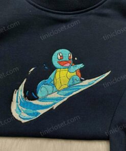 Squirtle Pokemon Embroidered Shirt, Anime Swoosh Sweatshirt, Water Starter Hoodie 2 Squirtle Pokemon Embroidered Shirt, Anime Swoosh Sweatshirt, Water Starter Hoodie (3)