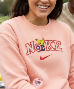 Captain Pikachu Embroidered Hoodie, Captain America Pokemon Mashup, Superhero Sweatshirt