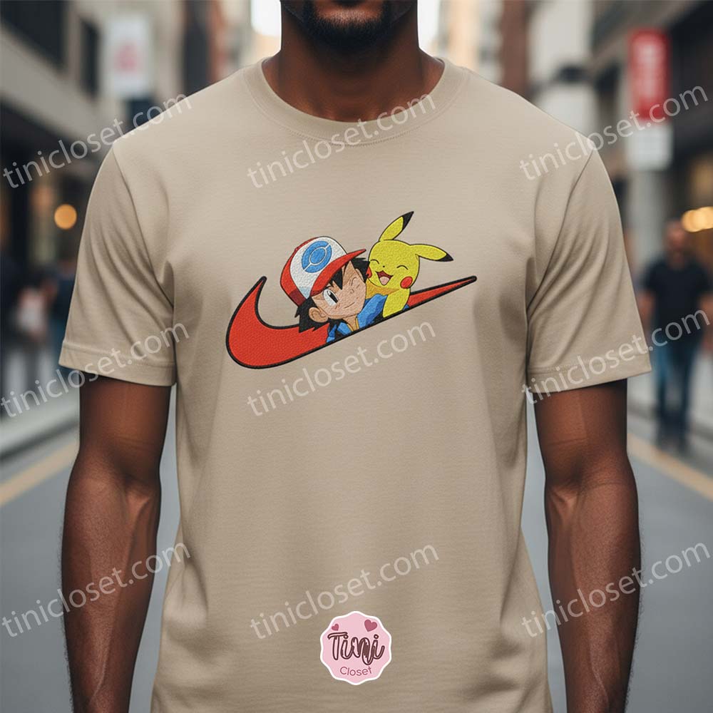 Ash Ketchum Pokemon Trainer Embroidered Crewneck, Anime Streetwear, Bestie Matching Shirts for Gamers Ash Ketchum Pokemon Trainer Embroidered Crewneck, Anime Streetwear, Bestie Matching Shirts for Gamers