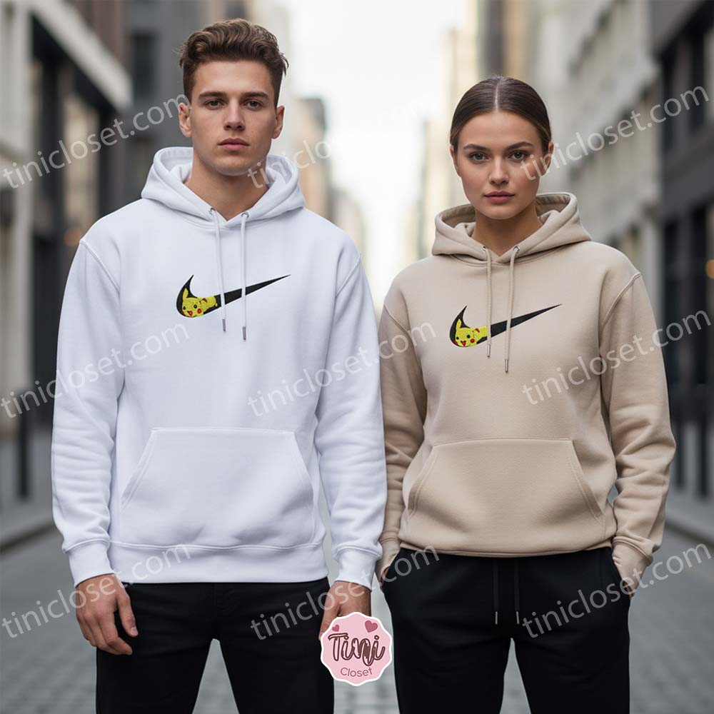 Pikachu Embroidered Sweatshirt, Pokemon Swoosh Hoodie, Anime Crewneck, Custom Embroidered Shirt, Gift for Pokemon Fan Pikachu Embroidered Sweatshirt, Pokemon Swoosh Hoodie, Anime Crewneck, Custom Embroidered Shirt, Gift for Pokemon Fan