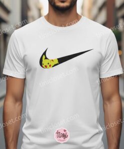 Pikachu Embroidered Sweatshirt, Pokemon Swoosh Hoodie, Anime Crewneck, Custom Embroidered Shirt, Gift for Pokemon Fan (2)