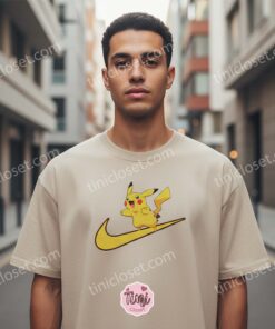 Cute Pikachu Waving Embroidered Shirt, Happy Pokemon Sporty T Shirt, Anime Streetwear Tee (3)