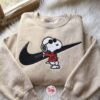 Snoopy Peanuts Swoosh Embroidered Sweatshirt, Cartoon Embroidered Shirt, Unique Family Gifts