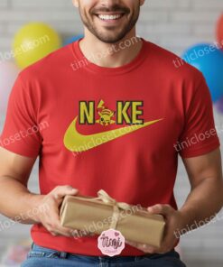 Winking Pikachu Peeking on Swoosh Embroidered Hoodie, Cute Pokemon Embroidered Sweatshirt, Cheeky Anime Crewneck (2)