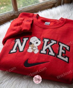 Snoopy and Bear Peanuts Embroidered Sweatshirt, Cartoon Embroidered Shirt, Unique Family Gifts