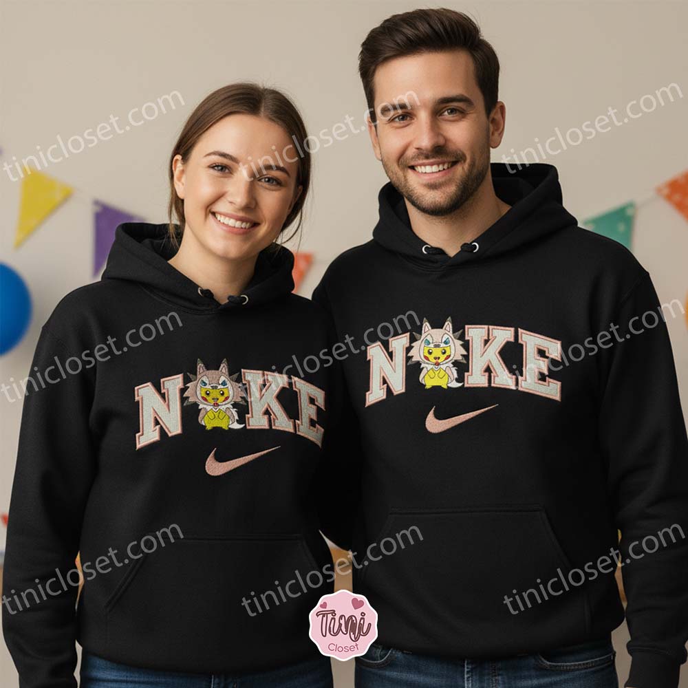 Pikachu Lycanroc Embroidered Sweatshirt, Pokemon Midnight Form Hoodie, Custom Anime Crewneck, Cute Pokemon Gift Pikachu Lycanroc Embroidered Sweatshirt, Pokemon Midnight Form Hoodie, Custom Anime Crewneck, Cute Pokemon Gift