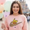 Pikachu Embroidered Hoodie, Pokemon Swoosh Sweatshirt, Unisex Anime Pullover, Gamer Gift