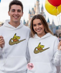 Pikachu Embroidered Hoodie, Pokemon Swoosh Sweatshirt, Unisex Anime Pullover, Gamer Gift (3)