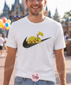 Pikachu Embroidered Sweatshirt, Pokemon Swoosh Crewneck, Custom Anime Pullover, Cute Gift for Her and Him (1)