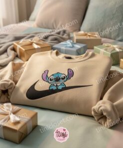 Swoosh Stitch Embroidered Sweatshirt, Custom Experiment 626 Hoodie, Minimalist Ohana Means Family Crewneck, Personalized Disney Gift (2)