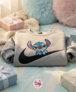 Swoosh Stitch Embroidered Sweatshirt, Custom Experiment 626 Hoodie, Minimalist Ohana Means Family Crewneck, Personalized Disney Gift (3)