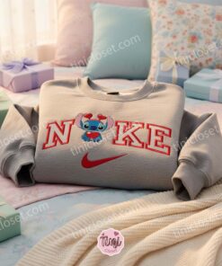 Valentine Stitch Heart Embroidered Hoodie, Custom Experiment 626 Sweatshirt, Ohana Means Family Crewneck, Disney Holiday Gift for Him Her (2)