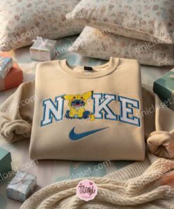 Stitch Cosplay Pikachu Embroidered Hoodie, Custom Pokemon Experiment 626 Sweatshirt, Ohana Means Family Crewneck, Disney Gift for Him Her