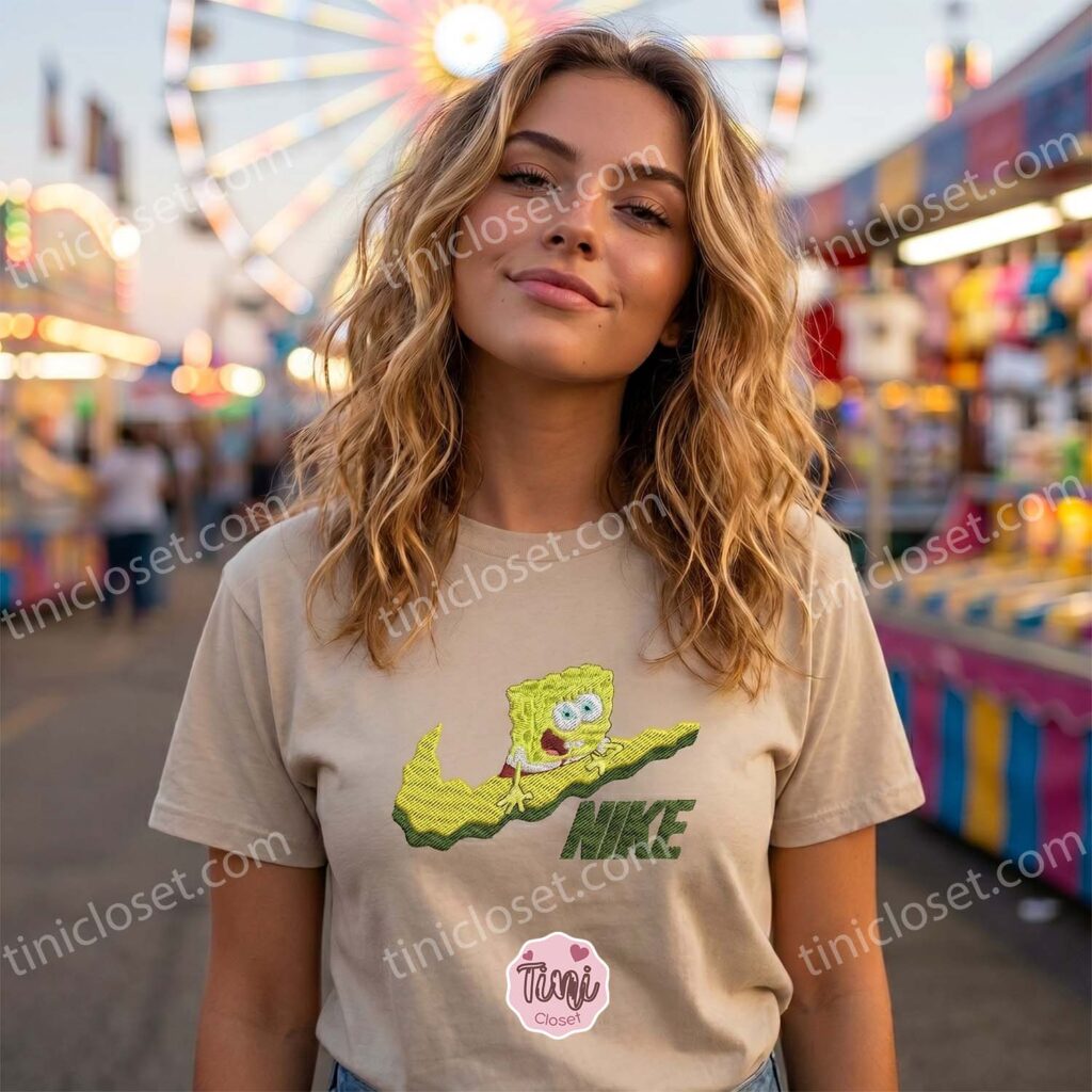 Funny Basketball Sponge Embroidered Sweatshirt, Cool Cartoon Embroidered T-shirt, Bestie Matching Shirts
