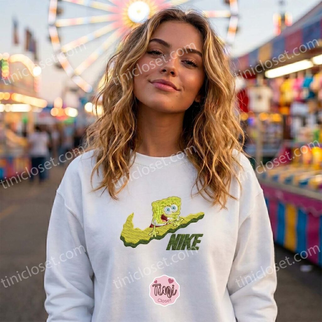 Funny Basketball Sponge Embroidered Sweatshirt, Cool Cartoon Embroidered T-shirt, Bestie Matching Shirts