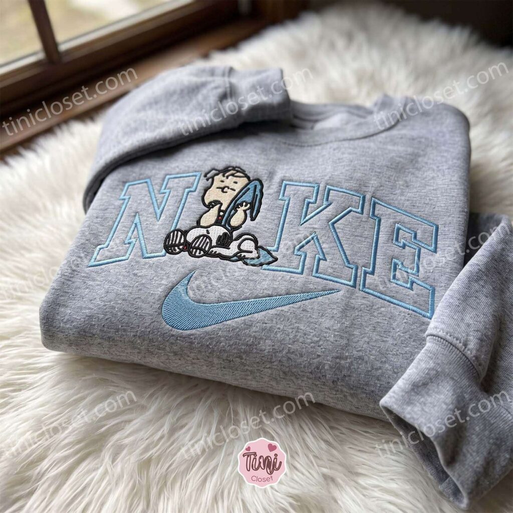 Charlie Brown and Snoopy Embroidered Sweatshirt, Peanuts Cartoon Embroidered Shirt, Oversized Hoodie For Girlfriend, Just Because Gift For Him Charlie Brown and Snoopy Embroidered Sweatshirt, Peanuts Cartoon Embroidered Shirt, Oversized Hoodie For Girlfriend, Just Because Gift For Him