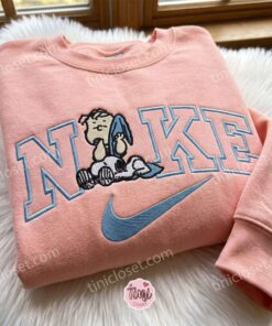 Charlie Brown and Snoopy Embroidered Sweatshirt, Peanuts Cartoon Embroidered Shirt, Oversized Hoodie For Girlfriend, Just Because Gift For Him (4)