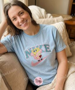 SpongeBob Pink Boa Embroidered Sweatshirt, Cozy Gifts For Girlfriend, Custom Cartoon Hoodie & T-shirt