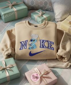 Stitch Chef Hat Embroidered Sweatshirt, Barista Stitch Coffee Hoodie, Ohana Means Family Embroidered Crewneck, Disney Gift for Him Her (1)