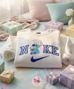 Stitch Chef Hat Embroidered Sweatshirt, Barista Stitch Coffee Hoodie, Ohana Means Family Embroidered Crewneck, Disney Gift for Him Her (2)