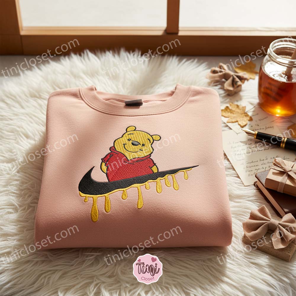 Winnie The Pooh Embroidered Crewneck, Disney Embroidered Sweater, Cartoon Embroidered Tee Winnie The Pooh Embroidered Crewneck, Disney Embroidered Sweater, Cartoon Embroidered Tee