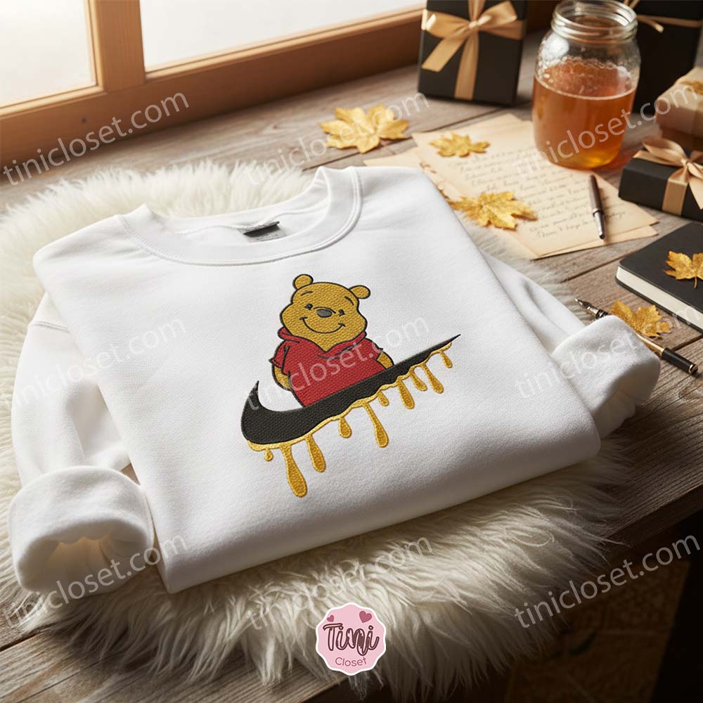 Winnie The Pooh Embroidered Crewneck, Disney Embroidered Sweater, Cartoon Embroidered Tee Winnie The Pooh Embroidered Crewneck, Disney Embroidered Sweater, Cartoon Embroidered Tee