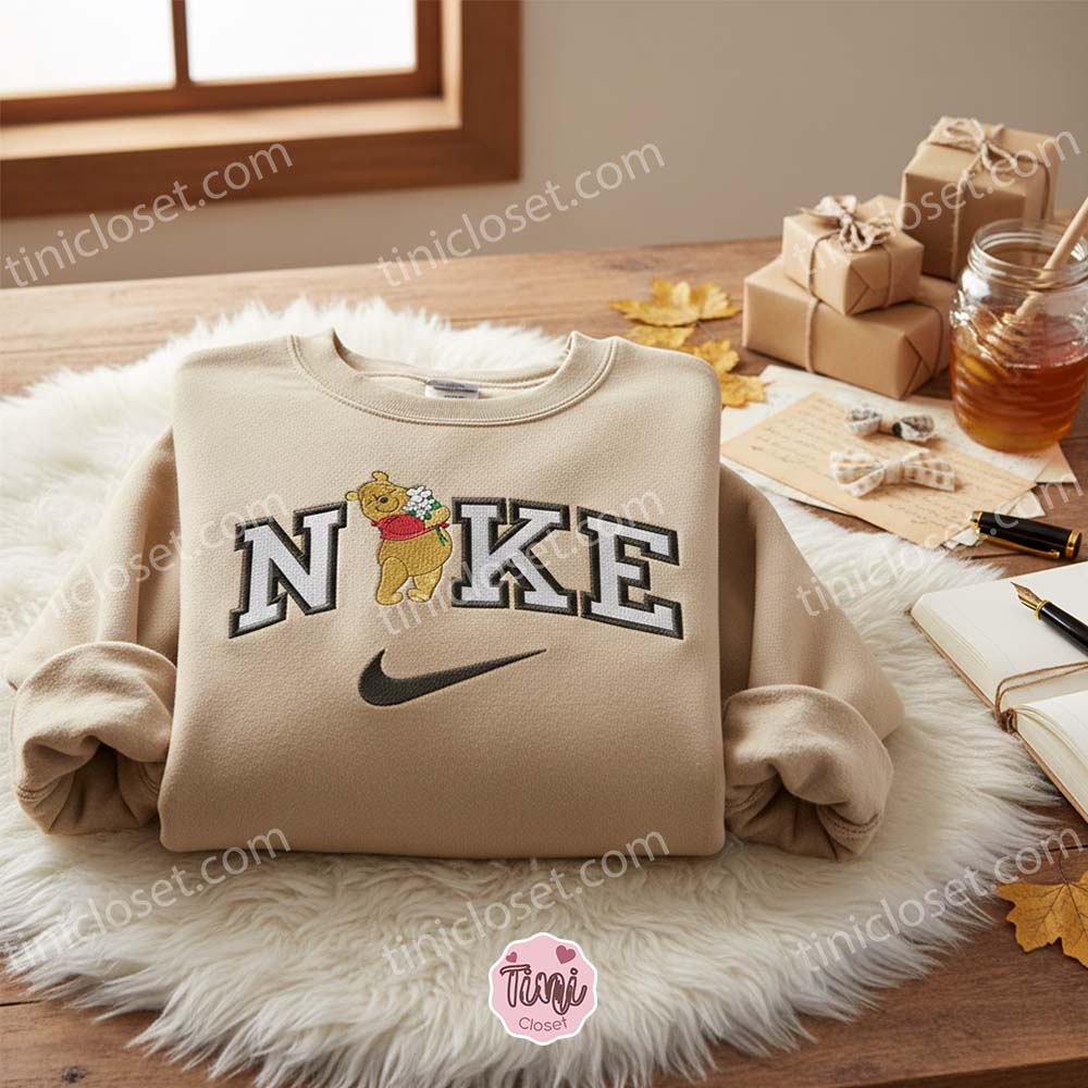 Flowers Winnie The Pooh Embroidered Sweater, Disney Embroidered Crewneck, Best Gift Ideas Flowers Winnie The Pooh Embroidered Sweater, Disney Embroidered Crewneck, Best Gift Ideas