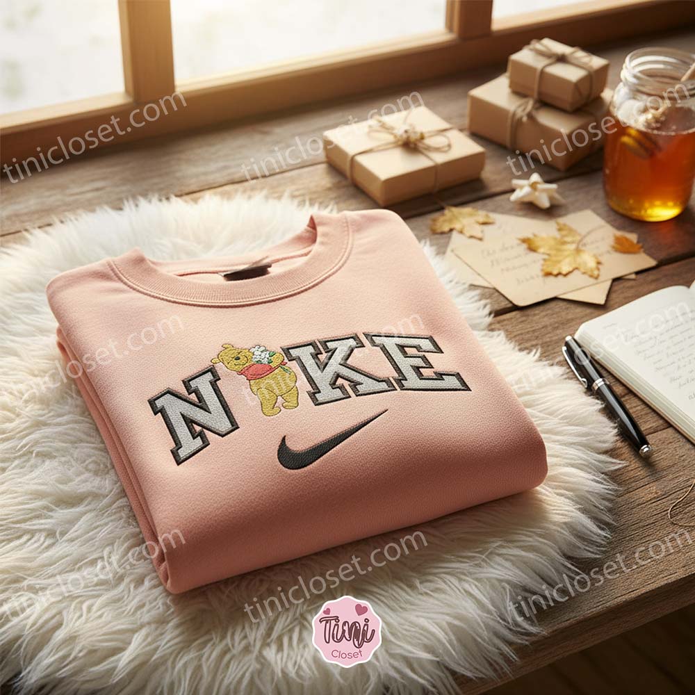 Flowers Winnie The Pooh Embroidered Sweater, Disney Embroidered Crewneck, Best Gift Ideas Flowers Winnie The Pooh Embroidered Sweater, Disney Embroidered Crewneck, Best Gift Ideas