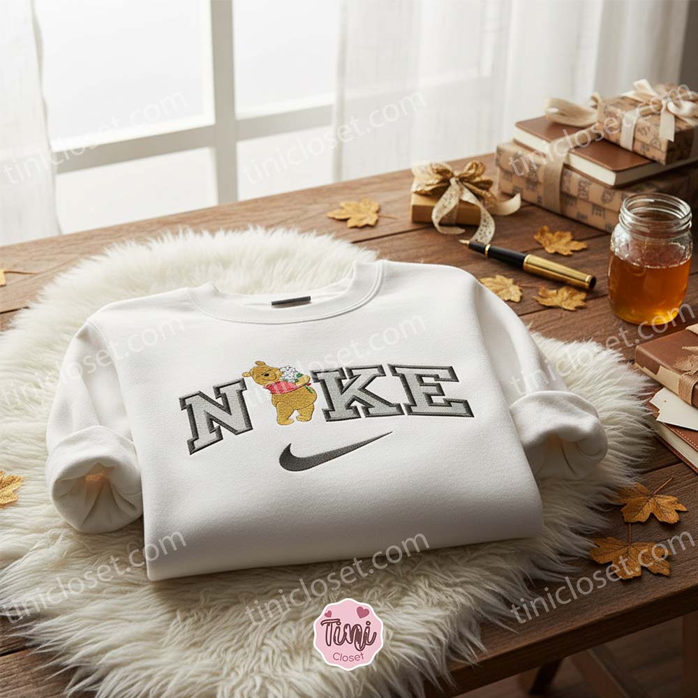 Flowers Winnie The Pooh Embroidered Sweater, Disney Embroidered Crewneck, Best Gift Ideas Flowers Winnie The Pooh Embroidered Sweater, Disney Embroidered Crewneck, Best Gift Ideas