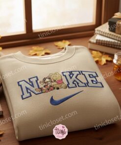 Winnie The Pooh and Tigger Embroidered Sweater, Disney Embroidered Crewneck, Cartoon Embroidered Tee