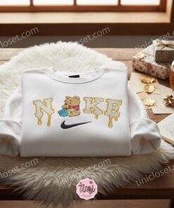 Winnie The Pooh Honey Embroidered Sweater, Disney Embroidered Crewneck, Cartoon Embroidered Shirt