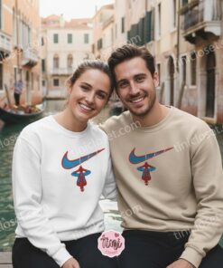 Hanging Spider Man Nike Embroidered Hoodie, Custom Marvel Swoosh Crewneck, Superhero Gift Ideas (2)