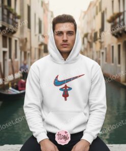 Hanging Spider Man Nike Embroidered Hoodie, Custom Marvel Swoosh Crewneck, Superhero Gift Ideas (3)