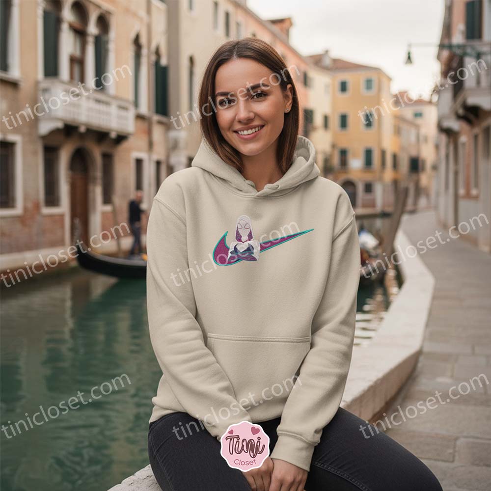 Spider-Gwen Aesthetic Embroidered Crewneck, Marvel Cartoon Superhero Shirt, Galentine Gift Ideas Spider-Gwen Aesthetic Embroidered Crewneck, Marvel Cartoon Superhero Shirt, Galentine Gift Ideas