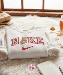 Winnie the Pooh Eating Honey Embroidered Sweater, Disney Embroidered Crewneck, Cartoon Shirt 1 Winnie the Pooh Eating Honey Embroidered Sweater, Disney Embroidered Crewneck, Cartoon Shirt (2)