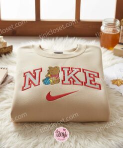 Winnie the Pooh Eating Honey Embroidered Sweater, Disney Embroidered Crewneck, Cartoon Shirt