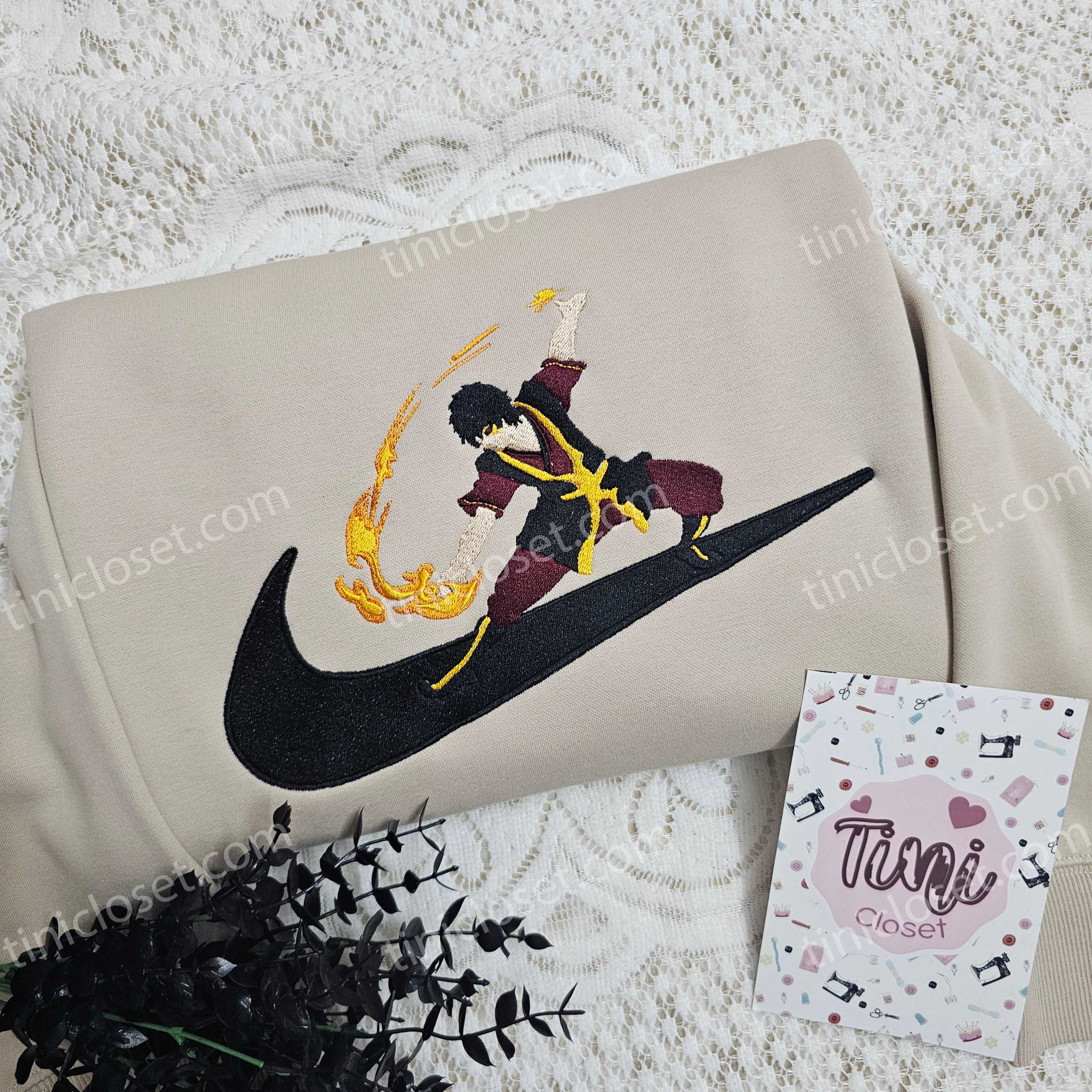 Zuko x Nike Swoosh Anime Embroidered Hoodie, Avatar Embroidered Shirt, Nike Inspired Embroidered Shirt Zuko x Nike Swoosh Anime Embroidered Hoodie, Avatar Embroidered Shirt, Nike Inspired Embroidered Shirt