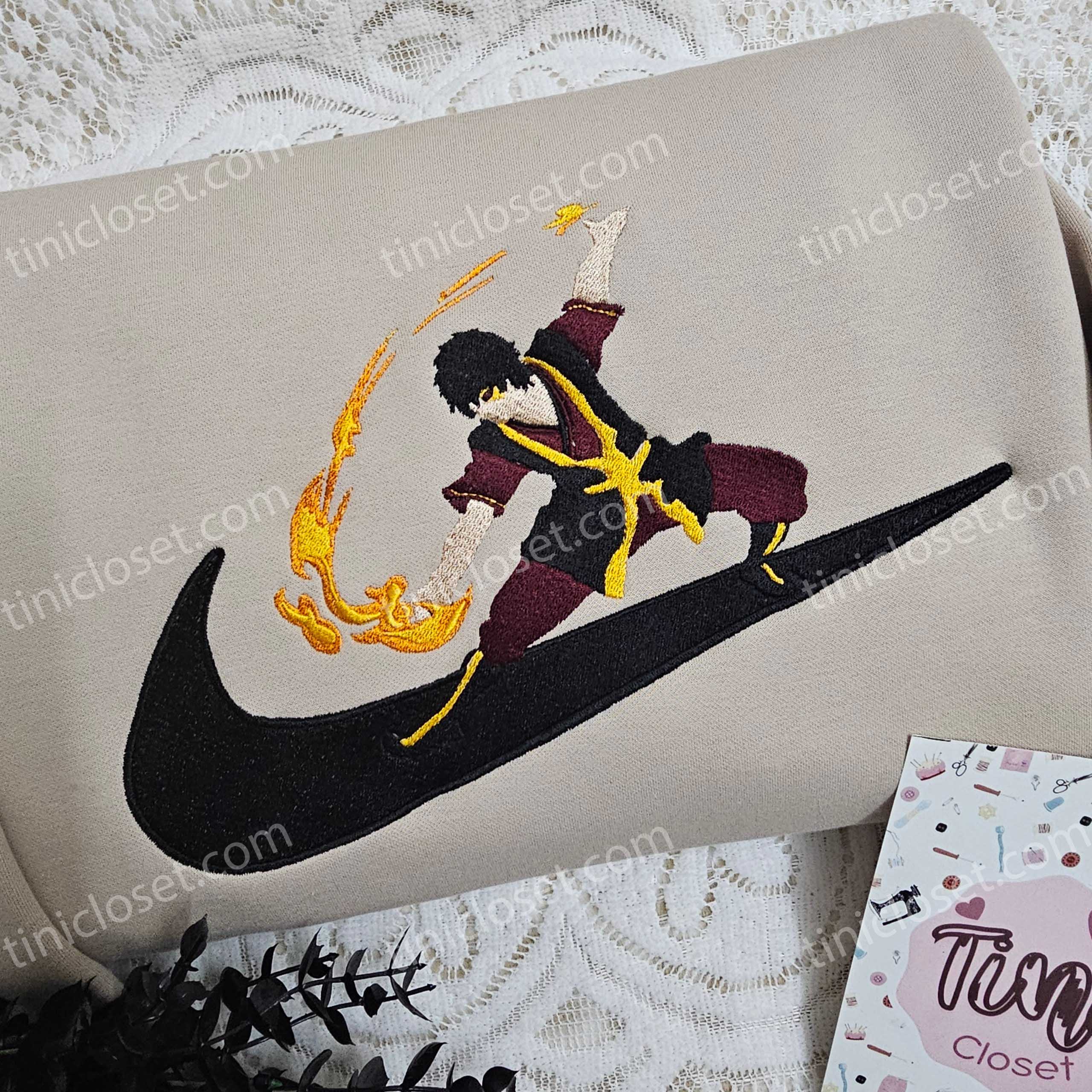 Zuko x Nike Swoosh Anime Embroidered Hoodie, Avatar Embroidered Shirt, Nike Inspired Embroidered Shirt Zuko x Nike Swoosh Anime Embroidered Hoodie, Avatar Embroidered Shirt, Nike Inspired Embroidered Shirt